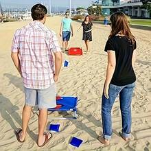 Portable Outdoor Sports Toy Set With 2 Game Boards + 6 Beanbags. Beanbag Throwing Board Set, Fun Competitive Target Board, Yard Game Beanbag Rack (With Beanbags). Perfect For Yard Throwing Games And Party Games, The Perfect Beach Game Set, The Ultimate Family Interactive Game Set, Halloween Gift, Christmas Gift, Easter Gift. - Blue - View 8