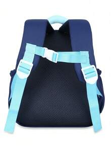 Fresh And Cute Dinosaur Print Lightweight Comfortable Casual Crossbody Bag, Versatile Student School Backpack - Blue - View 8