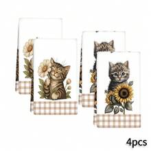 2/4/6pcs Set, Dish Towels, Cute Cat Print Soft Microfiber Absorbent Cloths, Modern Kitchen Towels, Cooking & Baking Tea Towels, Dish Cloths, Cleaning Rags, Hand Towels, Highly Absorbent, Kitchen Decor, Gifts For Neighbors, Mothers, Birthdays, Housewarming For Friends, Kitchen Essentials, Daily Necessities - Multicolor - View 13