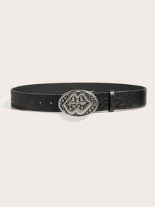 1pc Retro Lip Buckle Belt For Women, Suitable For Daily Wear - Black - View 2