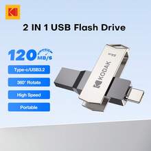 Kodak 柯达二合一U盘 Type-C USB3.2 OTG 64GB 128GB 256GB 双用途金属U盘闪存盘 兼容iPhone 15/16/17 iPad Mini 6 2021 Macbook 电脑 笔记本电脑 安卓智能手机（带USB C OTG功能） - 查看 8
