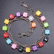 1pc Hiphop Style Colorful Dice Waist Chain, Metal Chain Double-Layer Pants Chain, Fashionable Versatile Accessory - Multicolor - View 8