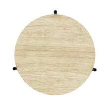 MU:4LIFE Estilo Kanso Mesa Auxiliar Mesa Lateral Redonda con Taburete Ottoman de Almacenamiento con Tapa para Hogar y Oficina Gris Claro y Natural 1565685 - Gris Claro y Natural - Ver 5