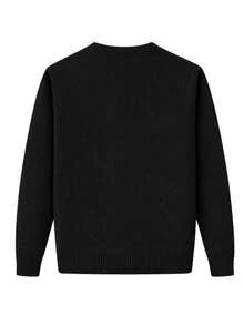 Unisex Youth Knit Sweater, Casual, Comfortable, Stylish Basic Fashion, Boys And Girls, Versatile Everyday Look, Autumn/Winter Fashion, Premium Comfort, Perfect Fit, Teen Clothing, Blogger Style, Streetwear - 黑色 - 查看 3