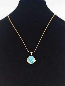 1pc Luxurious 18K Gold Plated Stainless Steel Crescent Moon Pendant Necklace, Unisex Daily Wear, Niche Luxury, Petite & Lightweight - Multicolor - View 9