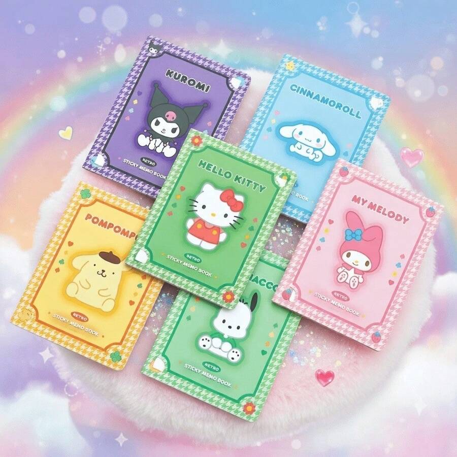 [Sản phẩm bán chạy nhất của SANRIO] 1 cuốn sổ tay ghi nhớ tối giản in hình nhân vật SANRIO ngẫu nhiên, sổ ghi chú có dòng kẻ, đồ dùng văn phòng, sổ ghi nhớ lịch trình hoạt hình. - Một cỡ - Xem 1