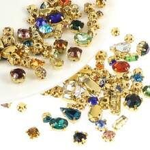 100pcs Assorted Gold Claw Rhinestone, DIY Jewelry Accessories, Vintage Palace Style Earrings, Necklaces, Clothing Decorations, Mixed Shapes - Multicolor - View 7