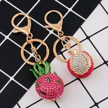 1 chiếc móc khóa/phụ kiện trang trí túi xách hình trái cây giả đính đá lấp lánh dễ thương: dứa, dâu tây, thanh long, vải. - Nhiều màu - Xem 10