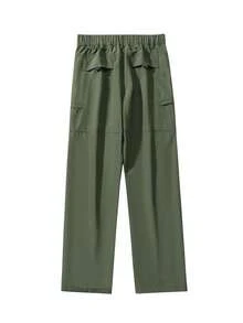 1pc Men's Solid Color Multi-Pocket Cargo Pants With Belt Loops, Casual Loose Straight Leg Trousers, Suitable For Spring, Summer, Autumn And Winter, Outdoor Fashion Cargo Pants, Gift For Boyfriend/Husband - Army Green - View 3