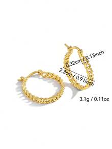Charm-In Cuban Link Kette 18K vergoldete Creolen | Zarte klobige Mode-Ohrringe für Frauen | Perfekt zum Stapeln & täglichen Tragen - Gold - Übersicht 3