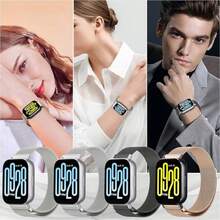 适用于小米 Watch 3/5 Active/Watch 3/5 Lite 的 22 毫米金属表带，不锈钢材质，带磁性米兰尼斯表带，可替换表带。 - 22mm - 查看 3