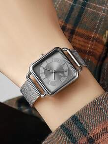 1pc Classic Elegant Quartz Watch With Stylish Square Dial, Versatile For Commuting, Suitable As Birthday, Halloween, Gift - Multicolor - View 3