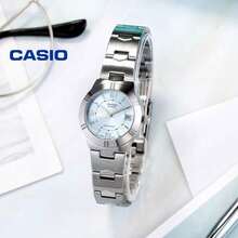 Đồng hồ nữ Casio mặt bạc, dây thép không gỉ, chống nước, máy quartz, hiển thị ngày LLTP-1241D-2A - Một cỡ - Xem 5