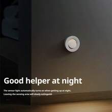 Intelligent Round Motion Sensor Night Light, Soft Warm Light, Gentle Lighting, Suitable For Bedroom, Bathroom, Hallway And Other Scenarios. Lights Up When Detecting People, A Thoughtful Lighting Assistant For Night-Time Use. - Warm Light - View 3
