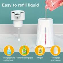 400ml Automatic Foam Soap Dispenser, Wall-Mounted, 2 Modes Adjustable, Contactless Rechargeable Electric Liquid Soap Dispenser, Suitable For Commercial Or Home Use - M9 - View 5