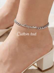 Gelang Kaki Cuban Link 5mm dengan Motif Hati & Kupu-kupu Ganda yang Dapat Disesuaikan, Terbuat dari Baja Tahan Karat, Dapat Diatur, Cocok untuk Wanita, Gelang Kaki Tahan Air & Tahan Pudar, Hadiah Ulang Tahun untuknya - Perak - View 12