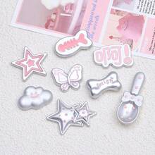Resin Accessories For DIY Handmade Clog Shoe Charms, Cream Glue Hair Clips, Decorative Materials, Cartoon-Colored Butterflies - Bướm bạc hoạt hình - Xương cá - Xem 3