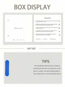 10pcs Y2K Nails Pipe-Shaped Press On Nails Set - Handcrafted, Pink Nails, Black Nails, Blue And White French Tip Nails, Handmade 3D Earphones And 3D, Hand Drawn Green Tea Flower And Shark Design, Hand Drawn Music Elements Nail Art, Sparkling White Bow And Decoration Nail Supplies Handmade Press On Nails - S - 查看 7