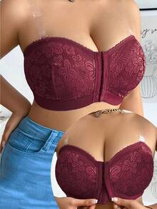 Women's Strapless Bra, Wireless Comfort Bra - Burgundy - View 6