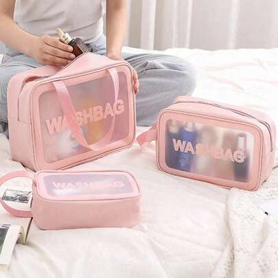 1pc/3pcs Women Travel Makeup Bag, Waterproof Material, Durable Toiletry Bag. Unique Compartment Design, Organized Storage For Cosmetics. This Portable Makeup Bag Combines Wash Bag And Storage Pouch Functions, Multi-Functional Travel Set Suitable For Various Occasions. Exquisite And Compact, Convenient Makeup Bag Gift For Women To Store Cosmetics.