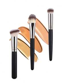 3件套专业高效化妆刷套装，包括粉底刷、腮红刷、散粉刷、修容刷、高光刷、眼影刷、遮瑕刷和面部刷，刷毛柔软。 - 黑色 - 查看 8