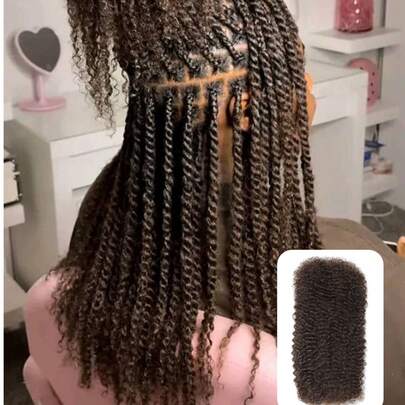 WOWANGEL Tóc giả Afro Kinkys số 4, màu nâu, mềm mại, xoăn tít 4c, thích hợp để tết tóc, làm tóc xoắn nhỏ, tóc nối dreadlocks, tóc nối chất lượng cao cho nam và nữ, dùng để sửa chữa tóc dreadlocks, nối tóc micro dreadlocks, tóc tết dài 12-20 inch (#4, 45g/gói)