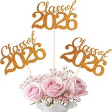 12 Pcs Class Of 2026 Graduation Decorations, Table Centerpieces Grad Cake Topper Party Favors, Graduation 2026 Party Supplies For Table Decor (Black & Double-Sided) - C-Orange - View 3