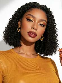 VIOLLY Tóc giả Jerry Curly Bob Wear & Go 5x5 HD trong suốt, không cần keo dán, ren cắt sẵn, mật độ 200%, pha trộn tóc người, đường chân tóc được tỉa sẵn và tóc con màu #1B đen tự nhiên, nhiều lựa chọn tạo kiểu. - 1B# - Xem 10