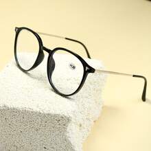 2pcs Retro Round Frame Reading Glasses, Elegant Readers With Clear Lenses, Minimalist Versatile Design - Black + Black - View 6