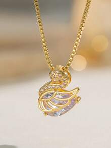 1 chiếc dây chuyền mặt hình thiên nga dễ thương bằng bạc Sterling S925 đính đá Zirconia, kiểu dáng tối giản tinh tế nhưng sang trọng, món quà lý tưởng để thể hiện tình yêu thương dành cho các cô gái. - thiên nga - Xem 7