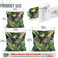 4 piezas Funda de cojín/Funda de almohada con estampado de hojas de plantas tropicales, Fundas decorativas para cojín impresas por un solo lado para sala de estar, sofá, dormitorio, sin relleno de almohada, 40x40cm/45x45cm/50x50cm - Multicolor - Ver 3