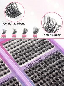 384pcs C-Curl Mixed Length 10-16mm Fluffy & Lightweight Natural Eyelash Extension Kit, Reusable Eyelash Clusters, C-Curl Individual False Eyelashes - View 8
