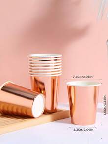 10/25pcs Rose Gold Theme Paper Cups, Beverage Cups And Coffee Cups, Suitable For Birthday Party, Family Gathering, Picnic And Party Decoration, Tableware, Holiday Design, Fashionable Party Supplies, - Multicolor - View 4