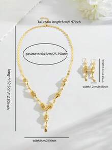 Ensemble de bijoux de luxe rétro haut de gamme, inspiré de Dubaï, minimaliste, doux, exagéré, en cuivre doré, à la mode et de haute qualité pour femmes. Convient pour les sorties, les loisirs, les fêtes, les rendez-vous quotidiens, Noël et d'autres vacances. Il comprend un long collier bling plaqué or en couches et des boucles d'oreilles à gland en couches en tant que cadeau pour les femmes, les petites amies, les parents, etc. - XXLEH-191 - Voir 5