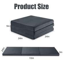 Tri Folding Memory Foam Camping Mattress for Outdoor Sleeping Portable Waterproof Camping Pad Mat for Travel Truck Bed Tent - Gris oscuro - Ver 7