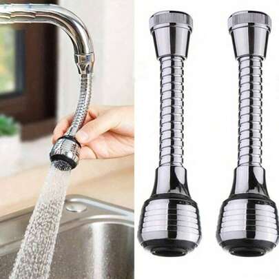 1个360°旋转水龙头起泡器，双模式高压节水水龙头延长杆，塑料防溅水龙头喷头附件，无需用电，浴室配件