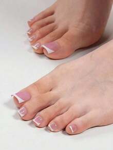 150pcs Short Square Brown/Pink Press-On Gel Nail Tips, 15 Size Options, Short French Matte Nails, Suitable Women And Girls Toe Nail Decoration Nail Supplies - 粉紅色 3 - 查看 3