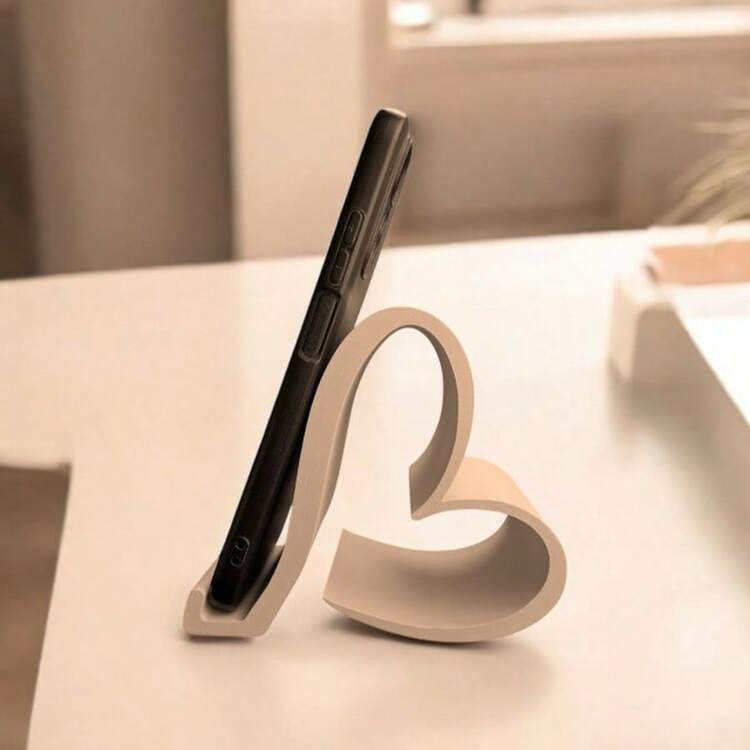 1pc Heart-Shaped Phone Stand, 3D Printed Universal Phone & Tablet Holder, Desktop Organizer, Suitable For Home, Office, Party Decor, Valentine's Day, Christmas, No Power Needed, Creative Gift For New Year And Tech Enthusiasts - View 12