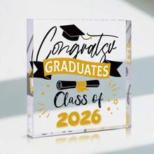 1pc Graduation Season Gift,"Congrats Graduates Class Of 2026" Acrylic Desk Decor With Bachelor'S Cap And Scroll Pattern,Graduation Gift For Friends And Classmates,Suitable For Office Decor,Room Decor - Graduate - View 10