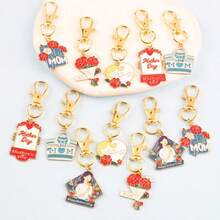6pcs Mother's Day Flower & Letter Enamel Keychains, Appreciation Gifts For Mothers, Wives - Multicolor - View 3