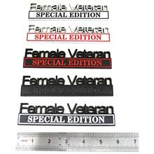 2Pcs Female Veteran Special Edition Car Emblems 3D Raised Car Badge Exterior Truck Stickers Fender Decal Black/Red - 黑紅 - 查看 6