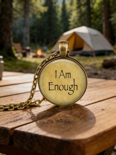 suteyi “我已足够”项链，励志珠宝，自爱礼物，积极肯定吊坠，送给她的激励礼物，露营自然灵感配饰