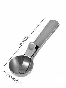 Automatic Retractable Stainless Steel Dual-Use Ice Cream Scoop, Multifunctional Ice Cream Ball Spoon, Ice Cream & Fruit Spoon - Silver - View 12