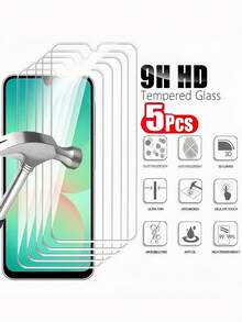5片装全覆盖超高清钢化玻璃膜，9H硬度，防爆防刮，适用于三星Galaxy S26 S25 S24 Ultra S23 FE A55 A54 A56 A57 A37 A36 A35 A17 A07 A06 A07 A05等手机屏幕，无气泡自动吸附保护膜 - 無色 - 查看 45