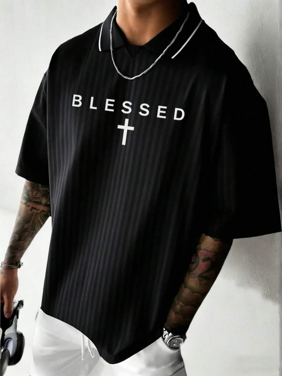 Zrgoth Men's Casual Versatile Minimalist Short Sleeve Polo Shirt - Black - View 1