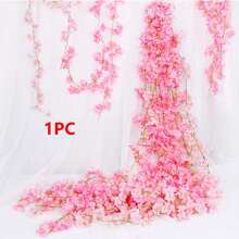 6pcs/Set 5.9ft Artificial Cherry Blossom Flower Garland Hanging Vine, Suitable For Spring Home Room Wedding Party Decor - Multicolor - View 17