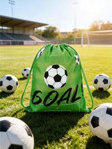 1pc Football Drawstring Backpack, Polyester Portable Storage Bag, Convenient Drawstring Bag, Football Game, Entertainment, Back To School, Graduation Gift - Multicolor - View 4