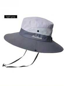 女士刺绣马尾孔防晒渔夫帽，户外钓鱼徒步遮阳时尚夏季防晒帽 - 彩色 - 查看 13