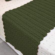Knitted Blanket Set For Sofa Bed (Double, Queen, King Size) - Cozy Home Decor + 2 Cushion Covers - Màu xanh Ô liu - Xem 9