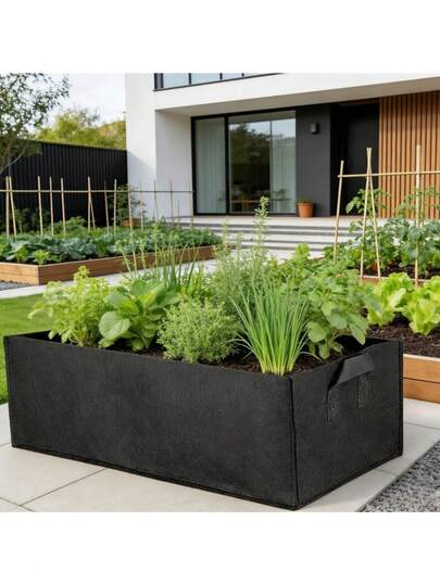 Large Capacity Multi-Functional Foldable Planting Bags, Handled Garden Grow Bags - Durable Non-Woven Fabric, Suitable For Vegetables, Flowers And Seedlings - Classic Rectangular Design, Fit For Tomatoes, Potatoes, Lettuce And Strawberries - Perfect For Outdoor Gardening, Outdoor Planters